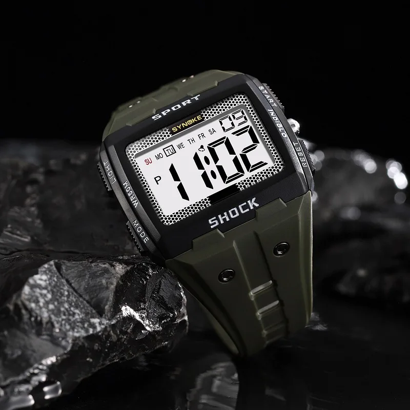 SYNOKE Fashion Brand Watches Easy to Read Watch Outdoor Sports Men Big Numbers Digital Watchwrist 5ATM Waterproof Clock 2023 New