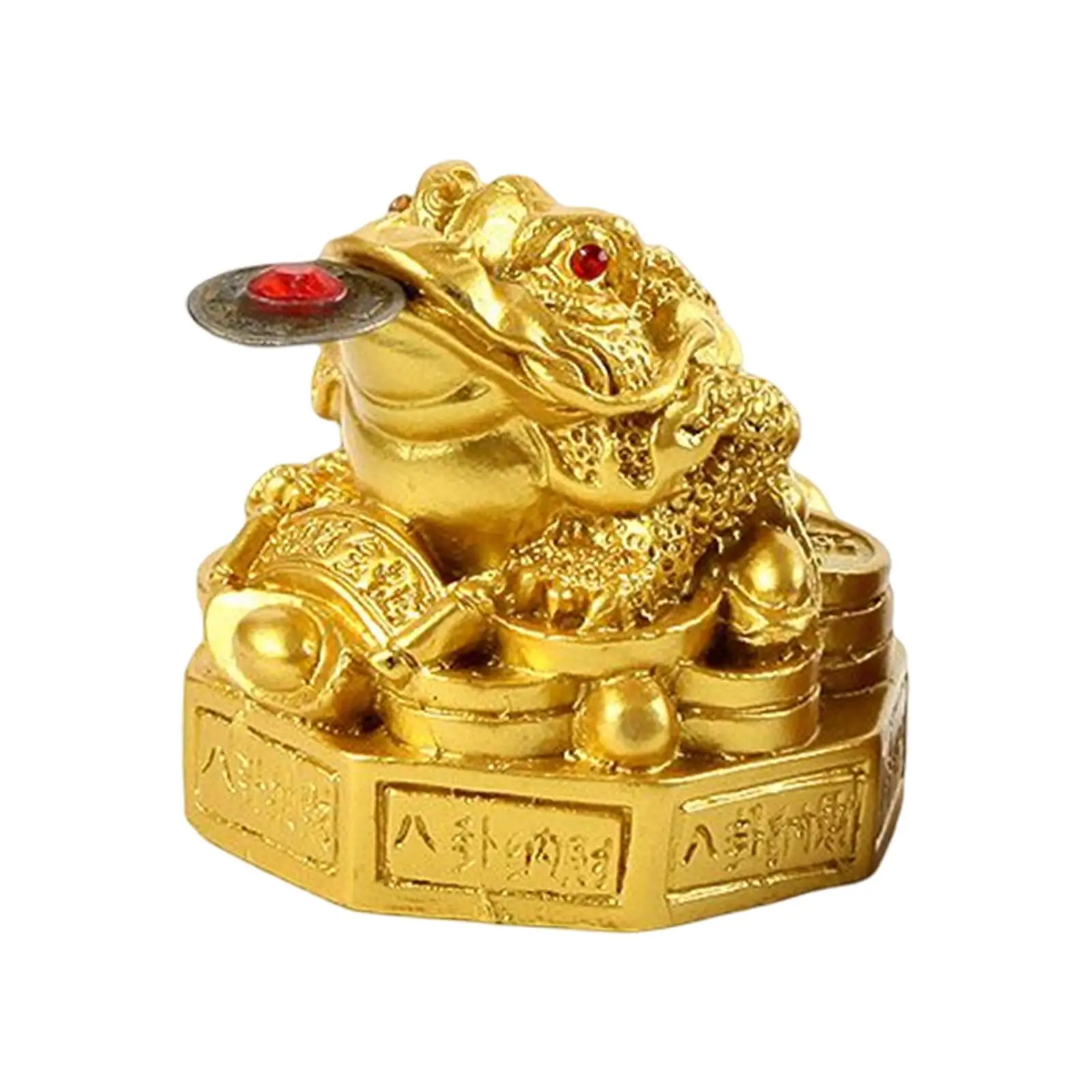 Three Leg Money Frog Statue Resin Feng Shui Wealth Charm Decorative Animal Toad for Entryway Desk Shelf