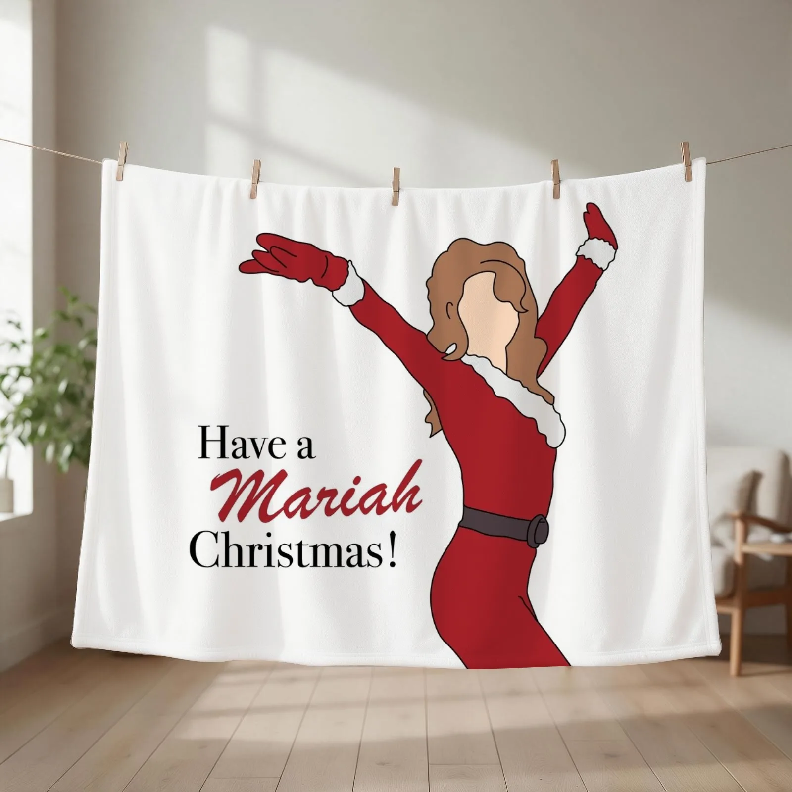 Have A Mariah Christmas ! Throw Blanket couch cozy soft plush fuzzy picnic outdoor blanket