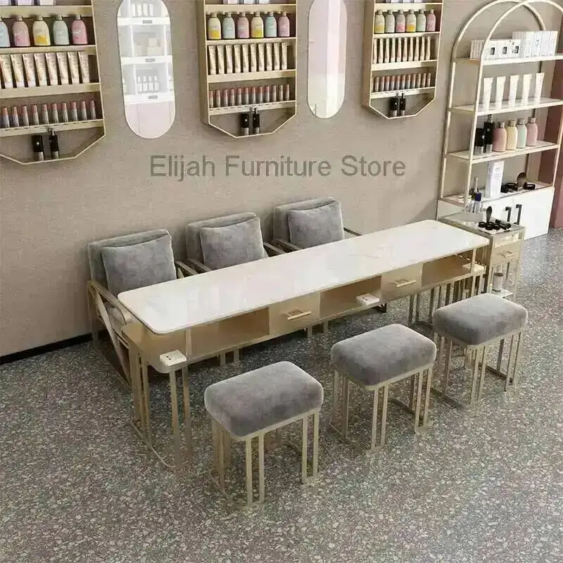 صالون تجميل لطاولات طاولة مانيكير الأظافر الفاخرة القابلة للطي الأظافر الأثاث الاصطناعي شريط قابل للطي مجموعة مروحة التجميل المهنية #3