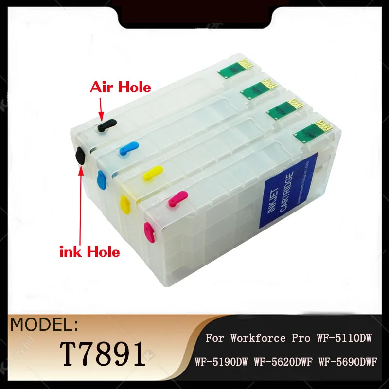 Vilaxh T7891With ARC Chip T7891-4 Refillable Ink Cartridge T7891 T7892 T7893 T7894 for EPSON Pro WF-5110 5190 5620 5690 printer