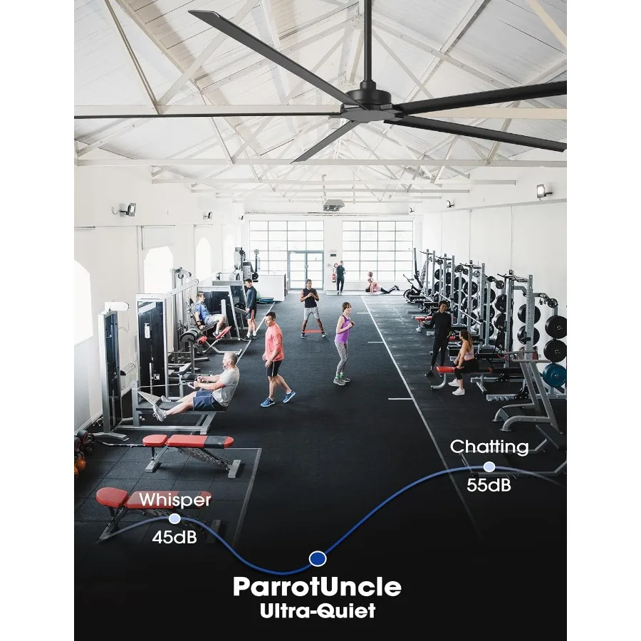 مراوح السقف في الهواء الطلق مقاوم للماء 84 بوصة مراوح السقف الصناعية السوداء بدون أضواء مروحة سقف كبيرة بدون ضوء مع 5 ألومنيوم