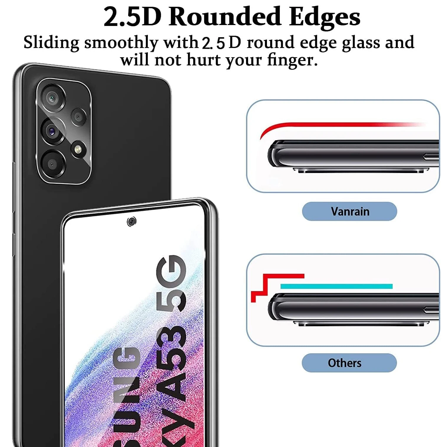 Protectores de pantalla de vidrio templado de 3 piezas para película de vidrio Samsung Galaxy A53 5G
