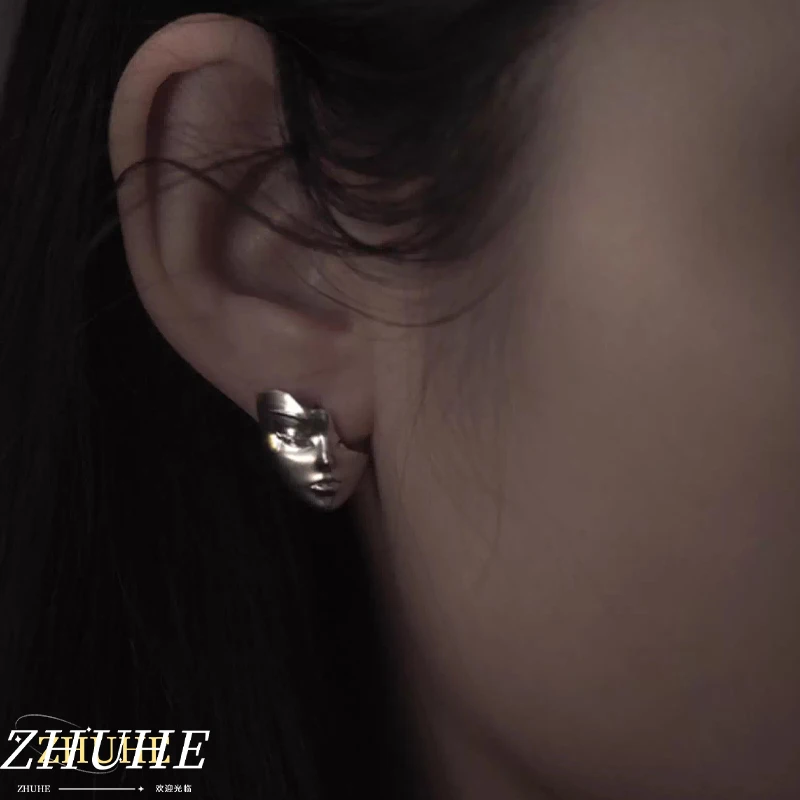 إكسسوارات مجوهرات قناع وأقراط يدوية مبتكرة للرجال والنساء - مجوهرات فنية ثلاثية الأبعاد عصرية، مجوهرات فريدة للعطلات، أنيقة يومية