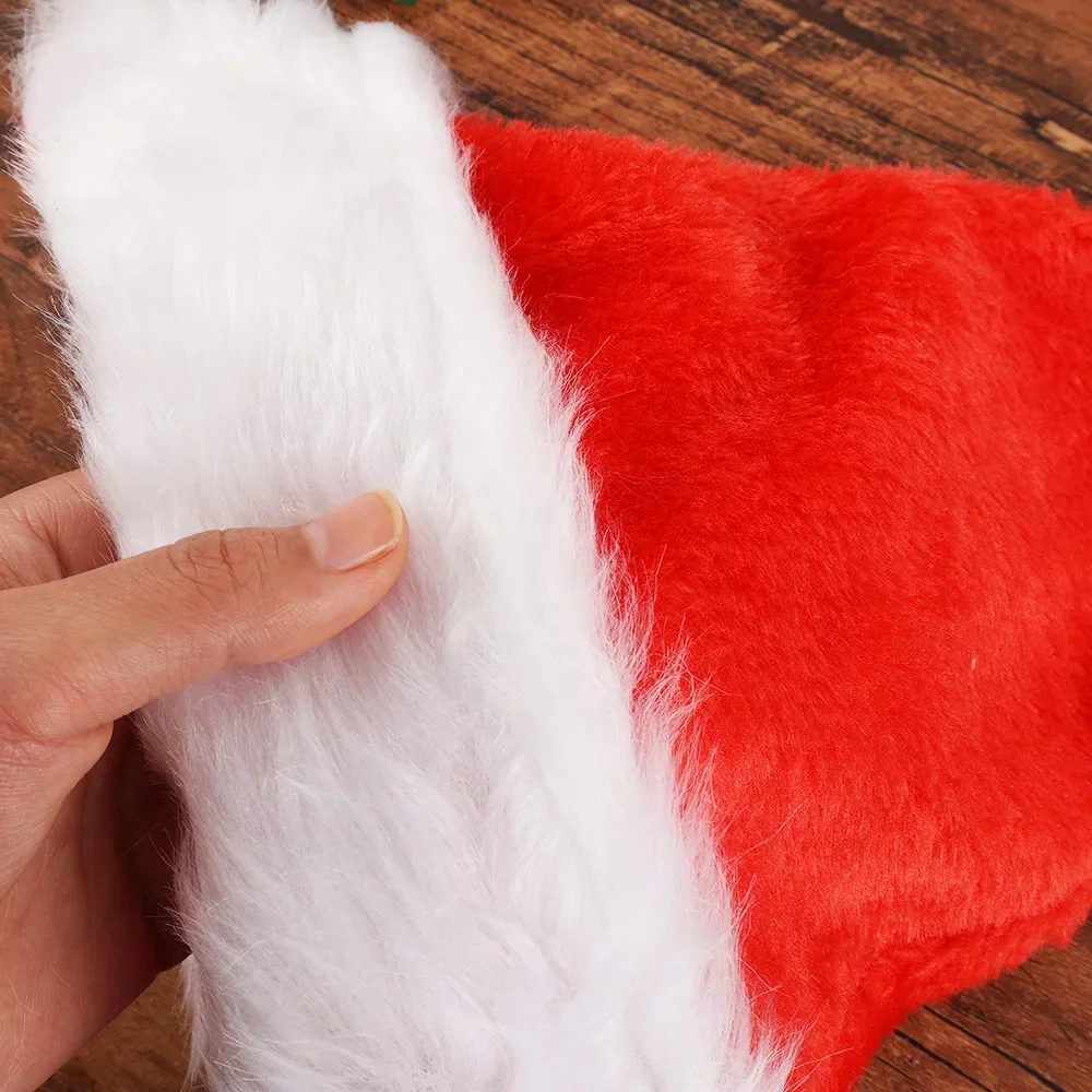 Red Christmas Hat Plush Thickened Santa Hats for Adult Kids Winter Christmas Caps Festive New Year Xmas Party Decorations Gifts