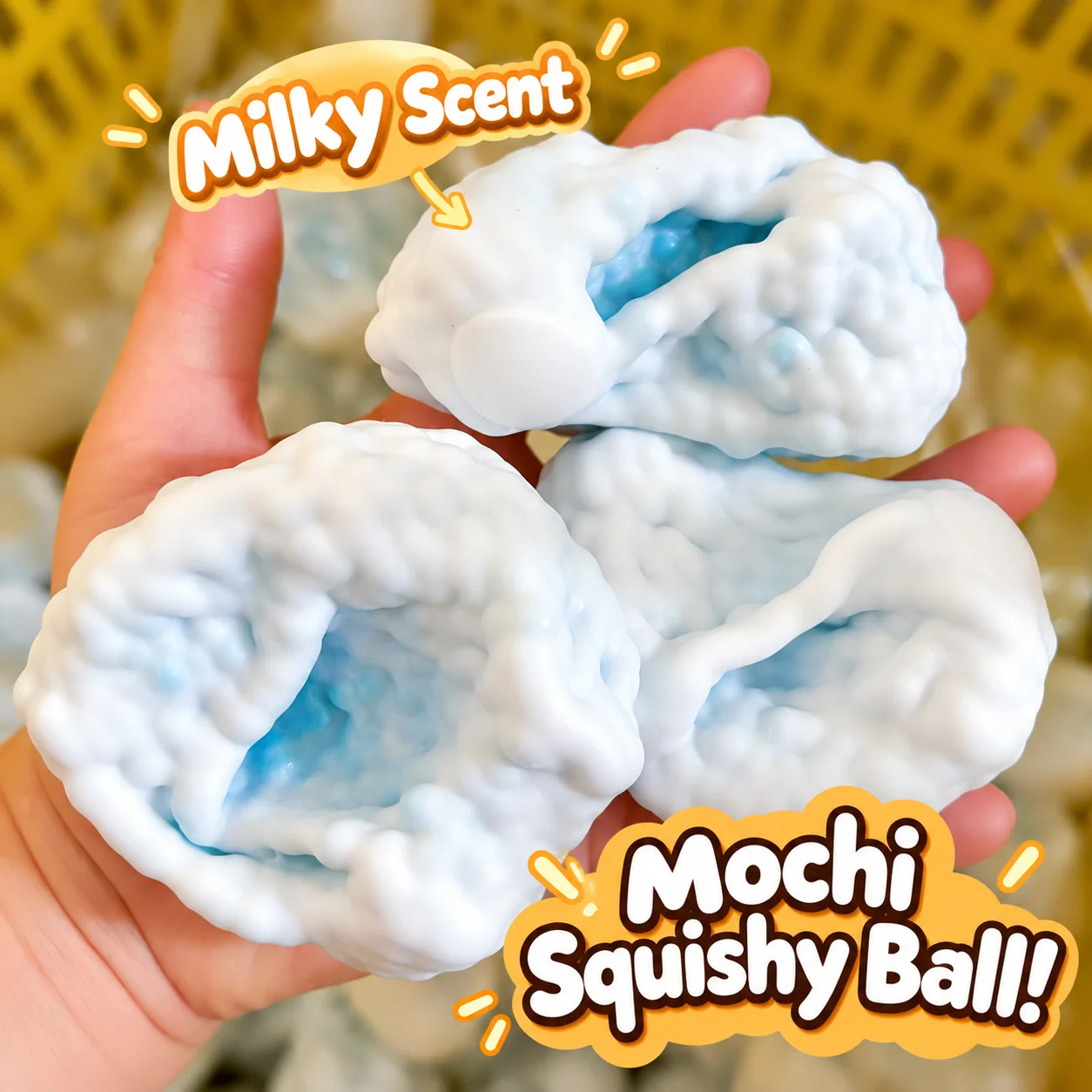4 Scents Squishy Mochi Ball Soft Squeezable Sensory Toy Handmade Ice Skin Style Stress Relief Fidget Toy