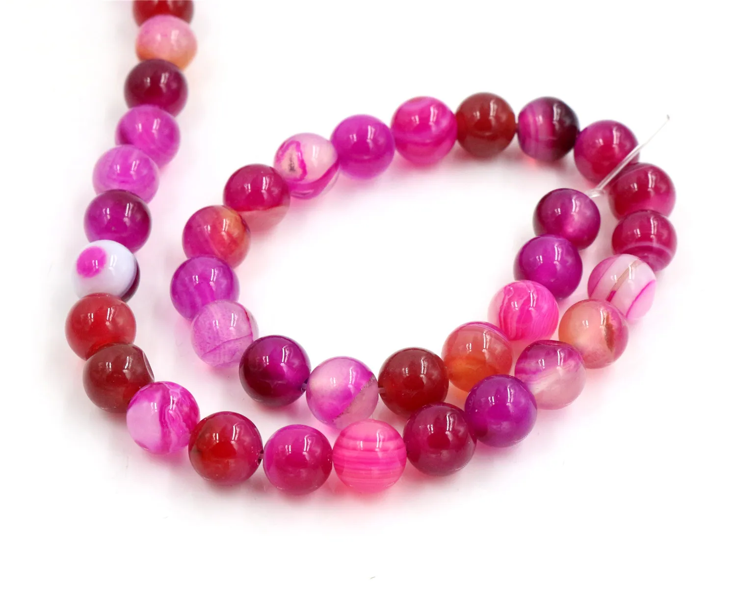 8mm 45pcs/string Natural Stone beads Pink lines Pattern Stone Special Stone beads For jewelry making Wholesale and Retail-M7-01