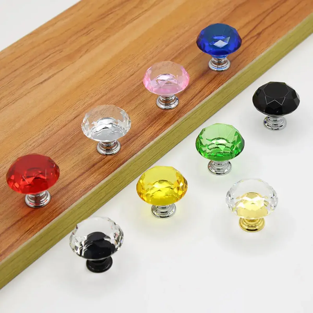 French Style Crystal Handle Light Luxury Stone Rhinestone Pull Drawer Single Hole Modern Round Knob