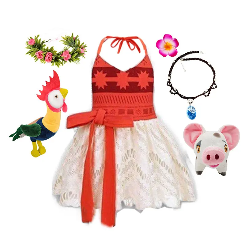 Baby Meisjes Moana Halter Jurk Rollenspel Prinses Kostuum Casual Zomer Kleding Hawaii Peuter Vaiana Schattige Mini Zomerjurk 1-6y