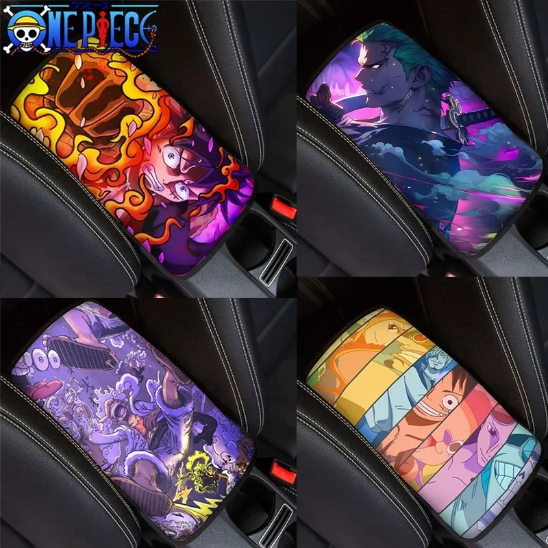 One Piece Luffy Anime Armrest Pad Car Interior Accessories Armrest Mat Animes Decorations Armrest Box Dust Mats New Car Gifts