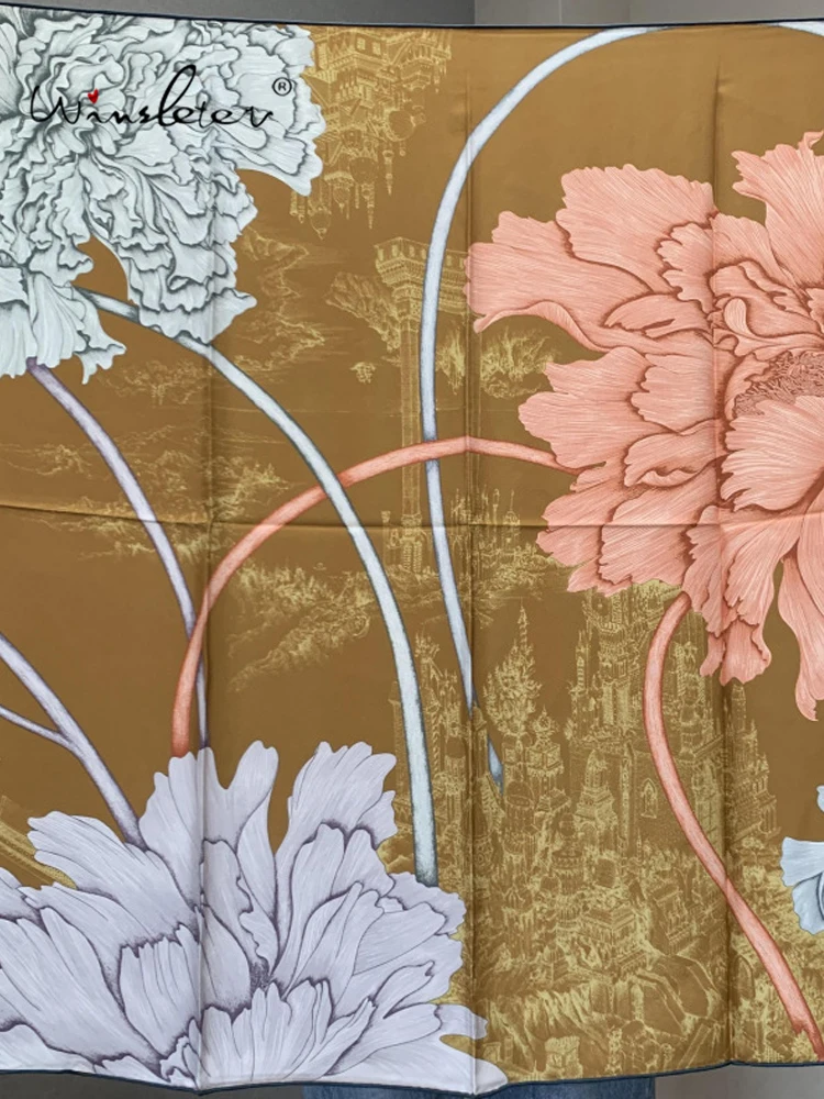 

Winsleter-Женский элегантный шарф из 100% натурального шелка 18 мм, 88*88 см с цветочным принтом, подарки для мамы, винтажный шикарный платок, зима 2025 года A5D216CC