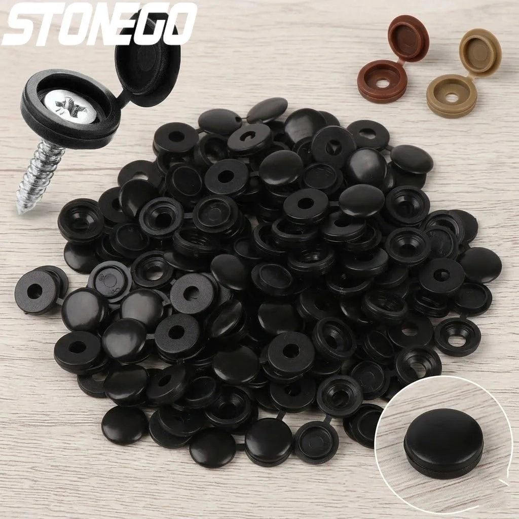 50 tapas de plástico decorativas para tornillos, cubiertas de una pieza para pernos y tuercas, accesorios de ferretería para el hogar