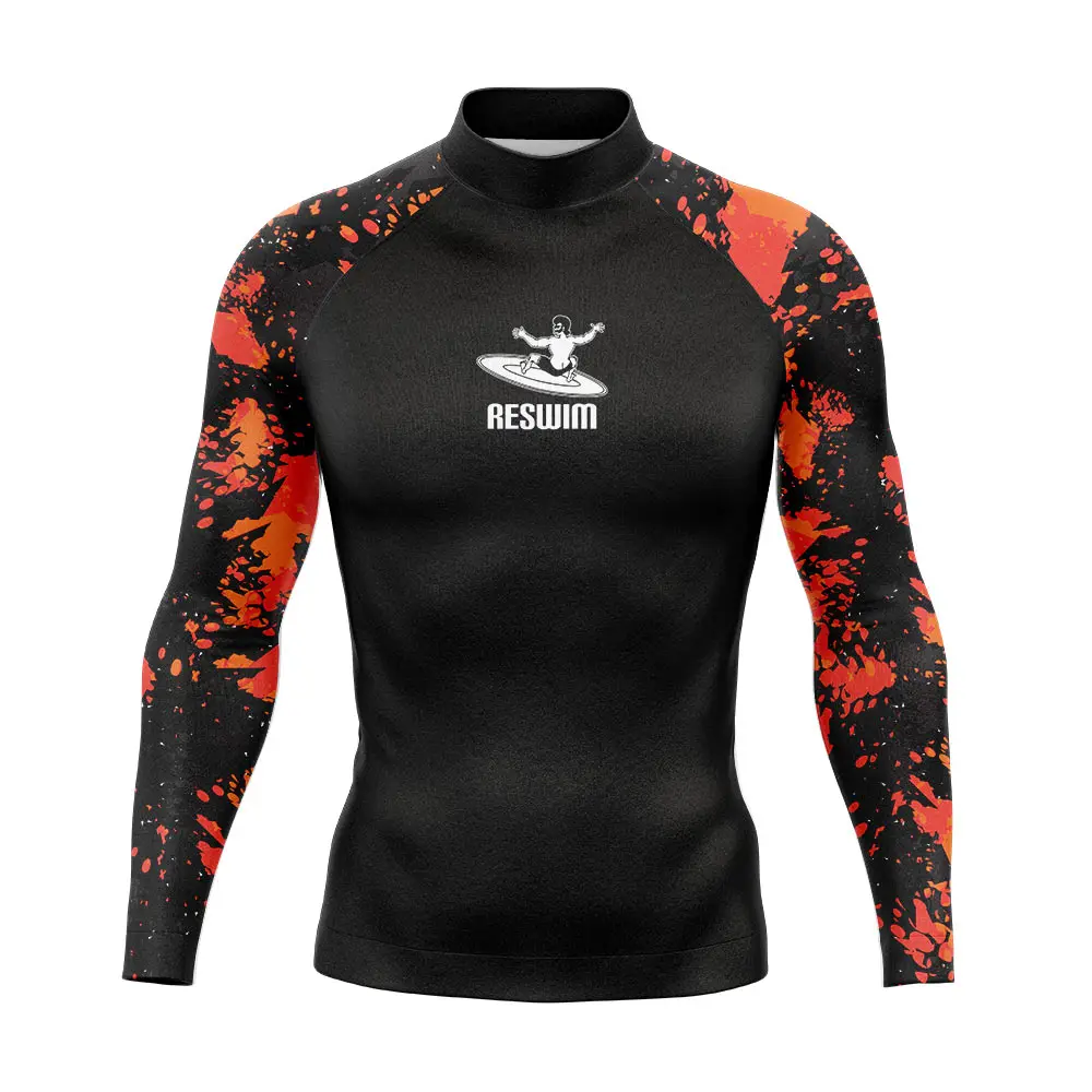 

2024 Men's Surf Beach Swimming T-shirts Swimsuit Rash Guard Long Sleeve Surfing Tight Shirt UV Protection Swimwear GYM Rashguard