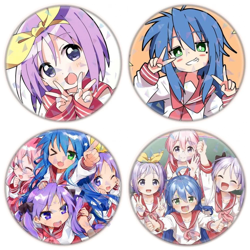 

58 мм аниме Lucky Star Izumi Konata Hiiragi Kagami Hiiragi Tsukasa Takara Miyuki Косплей Костюм Значок Pin SPTE Брошь из жести ﻿