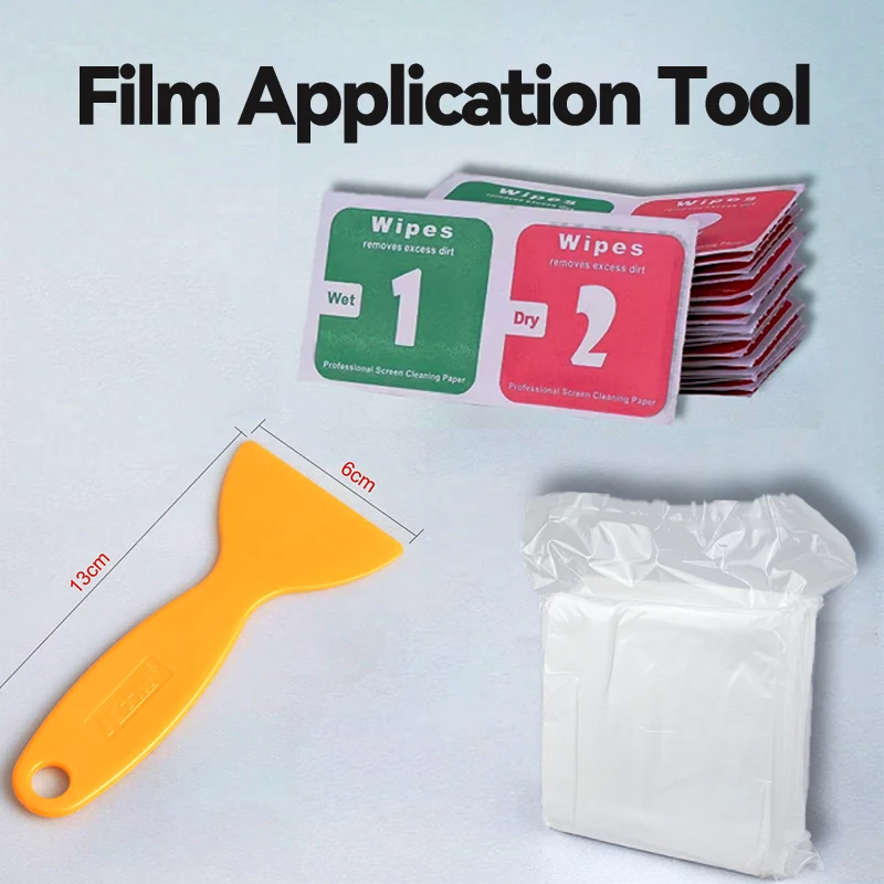 Tempered Glass Sticking Tool Set with Cleaning Cloths And Scraper Blade for Mobile Phones Computers Gaming Consoles And Tablets
