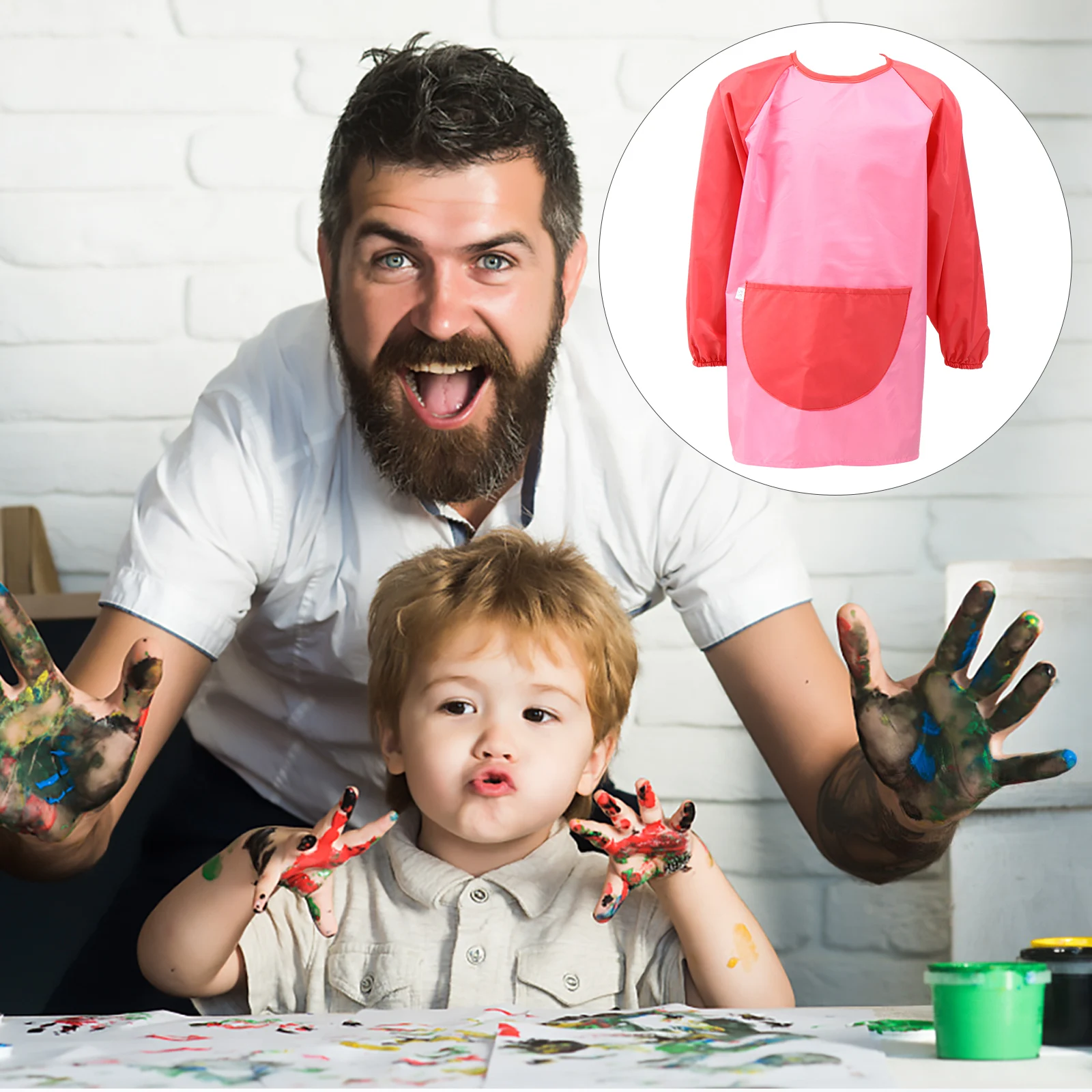

Waterproof Kids Art Smock Painting Apron Children Polyester Coveralls Overalls Easy Wash Reusable Cooking Drawing
