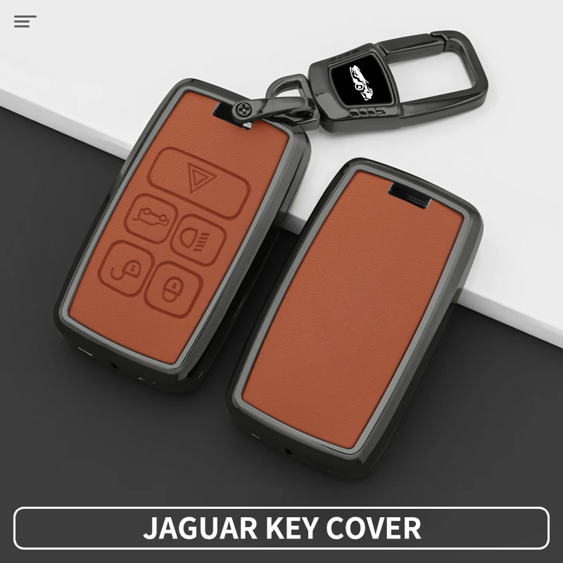 Zinc Alloy Leather Car Key Cover Case for Jaguar XE XEL XF XFL F‑PACE E‑PACE 5‑Button Smart Remote Key Protection with Keychain - view 6