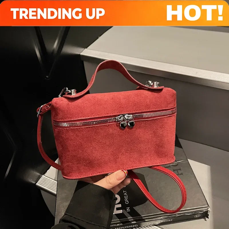 New Trendy Matte Crossbody Bag Minimalist Box Design Pure Color Handle Bag for Women Textured Casual and Versatile Evening Bags