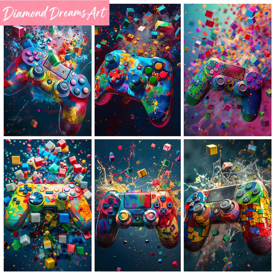 Spielkonsole Graffiti Diamant-Kunst-Gemälde Gamepad Bild DIY Diamant-Stickerei Kreuzstich Schlafzimmer für Jungen Heim-Wanddekoration