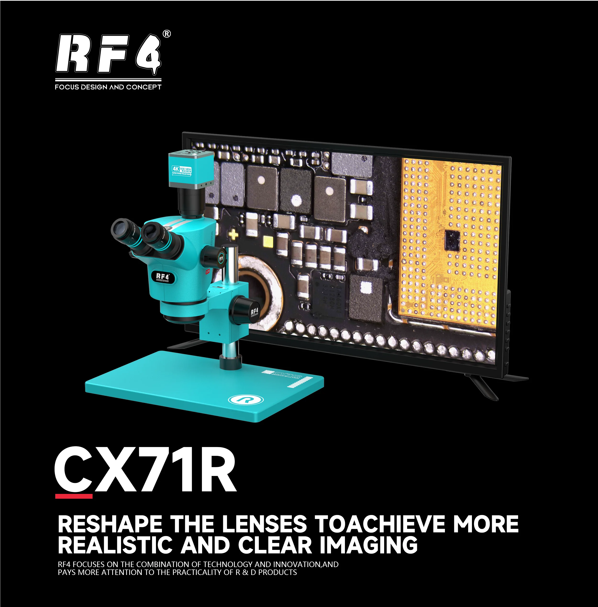 RF4 RF-CX71R Microscope 30° Tile Angle 6.5-65X High Definition