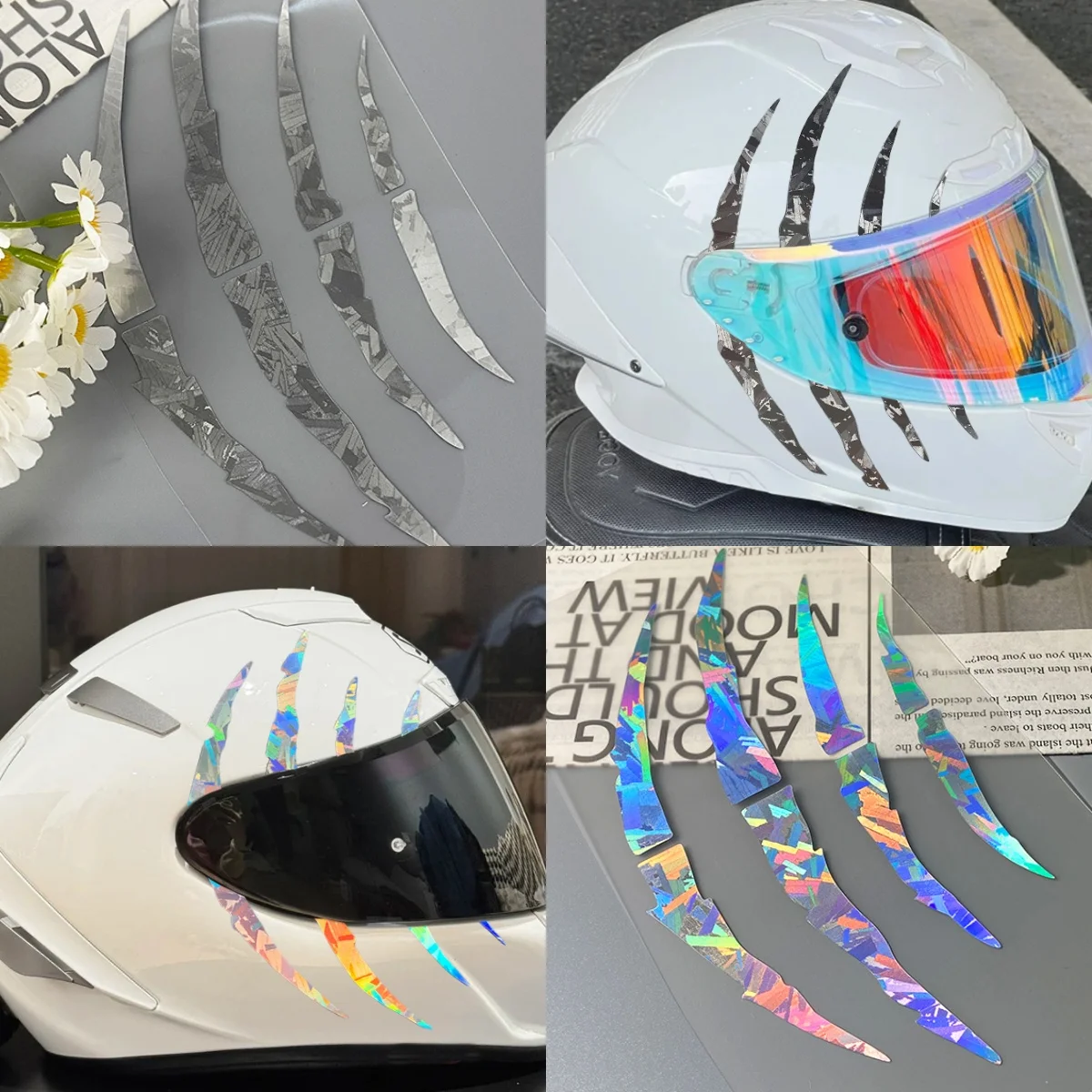 1 комплект голографической виниловой наклейки с царапинами — наклейка с динамическим дизайном для внешних шлемов, гаджетов, интерьера — выставной стиль