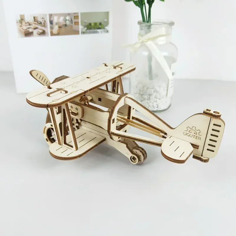 1/72 mechanische Ausrüstung Holz Retro Air plane models 3d Puzzle DIY Baukästen Treiber von Gummiband für Jugendliche Erwachsene zu bauen