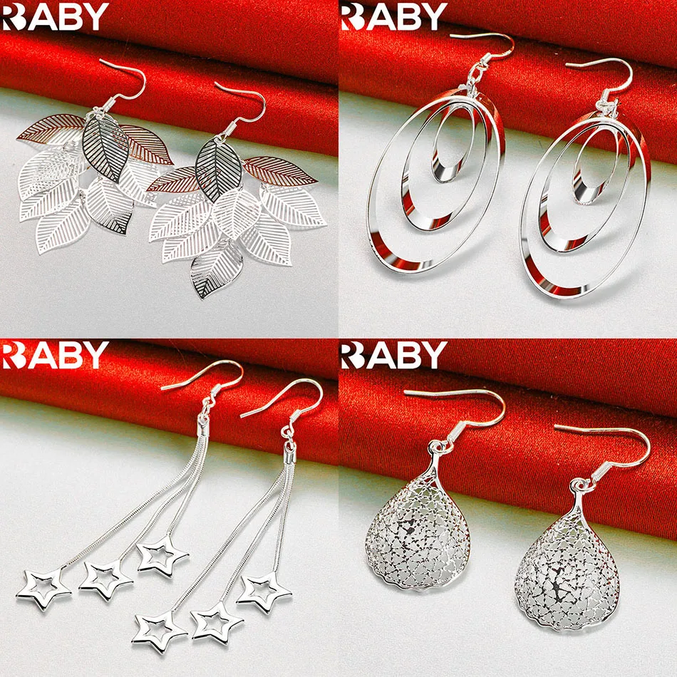 URBABY 925 فضة هندسية إسقاط أقراط للنساء مجوهرات الأزياء سحر نعمة نوبل اكسسوارات الزفاف