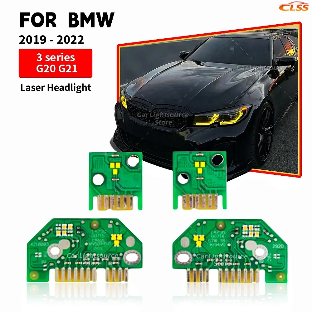 

Желтая светодиодная панель DRL для BMW 3 серии G20 G21 19-22, модуль лазерных фар, дневных ходовых огней, указателей поворота, синие и красные ангельские глазки