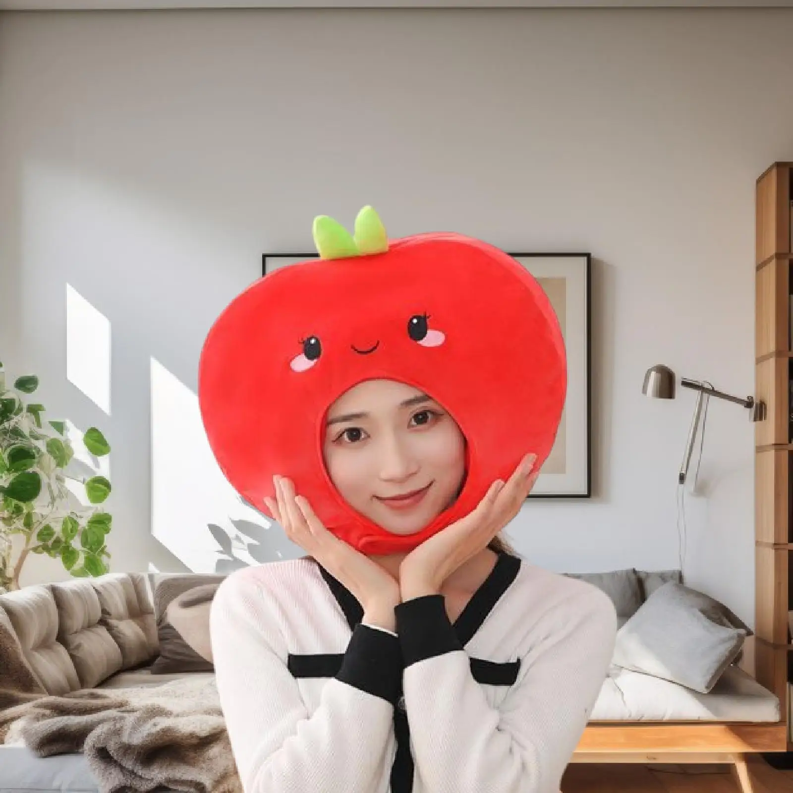 

Breathable Plush Apple Hat Men Women Winter Adults Headdress for Party Halloween