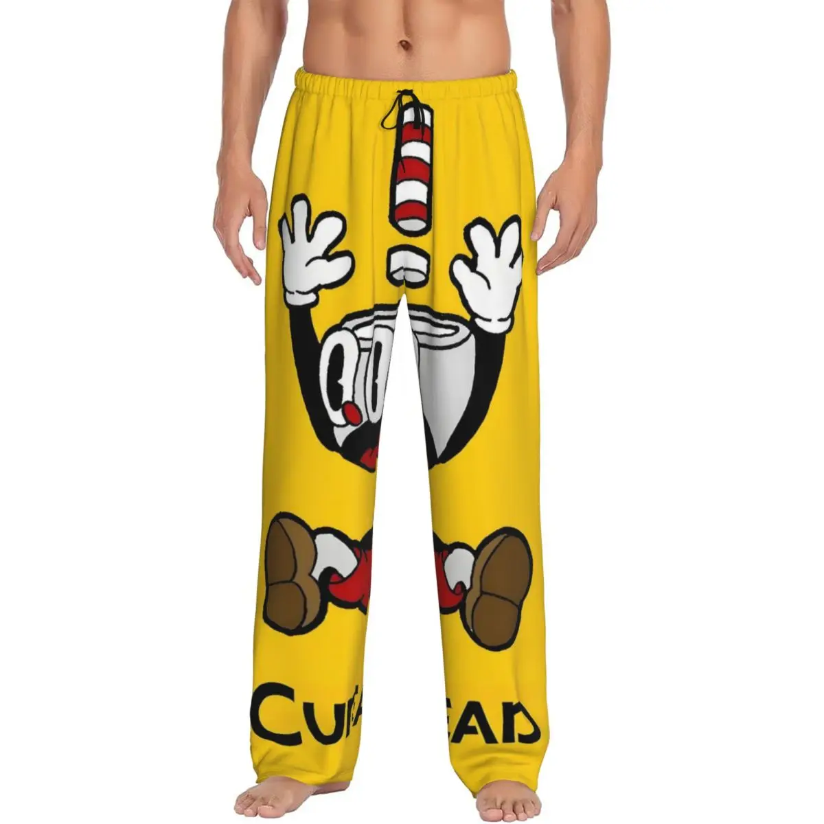 

Custom Cuphead And Mugman Pajama Pants Men's Anime Game Sleepwear Lounge Sleep Bottoms Stretch with Pockets