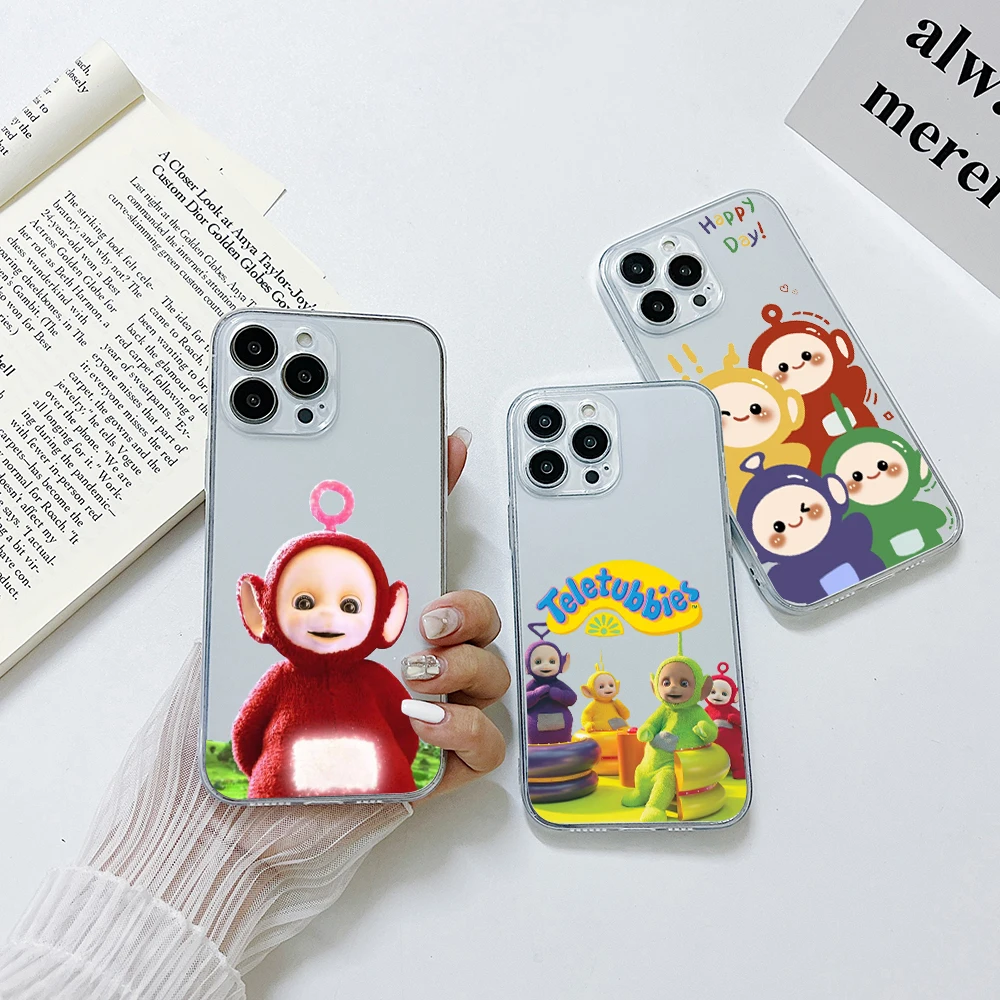 Coque de téléphone dessin animé pour t-teletubbies, coque transparente, iPhone 16 15 14 13 12 11 Mini Pro Max X Poly XSMax 7 8 Plus SE20