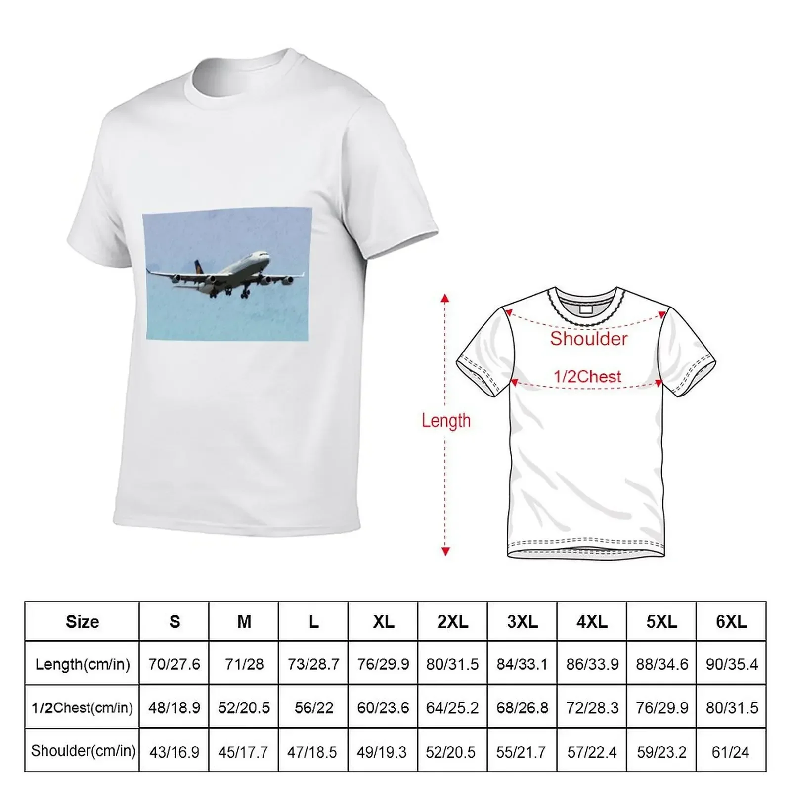 Lufthansa A340-300 landing digital painting T-Shirt man clothes summer clothes mens champion t shirts