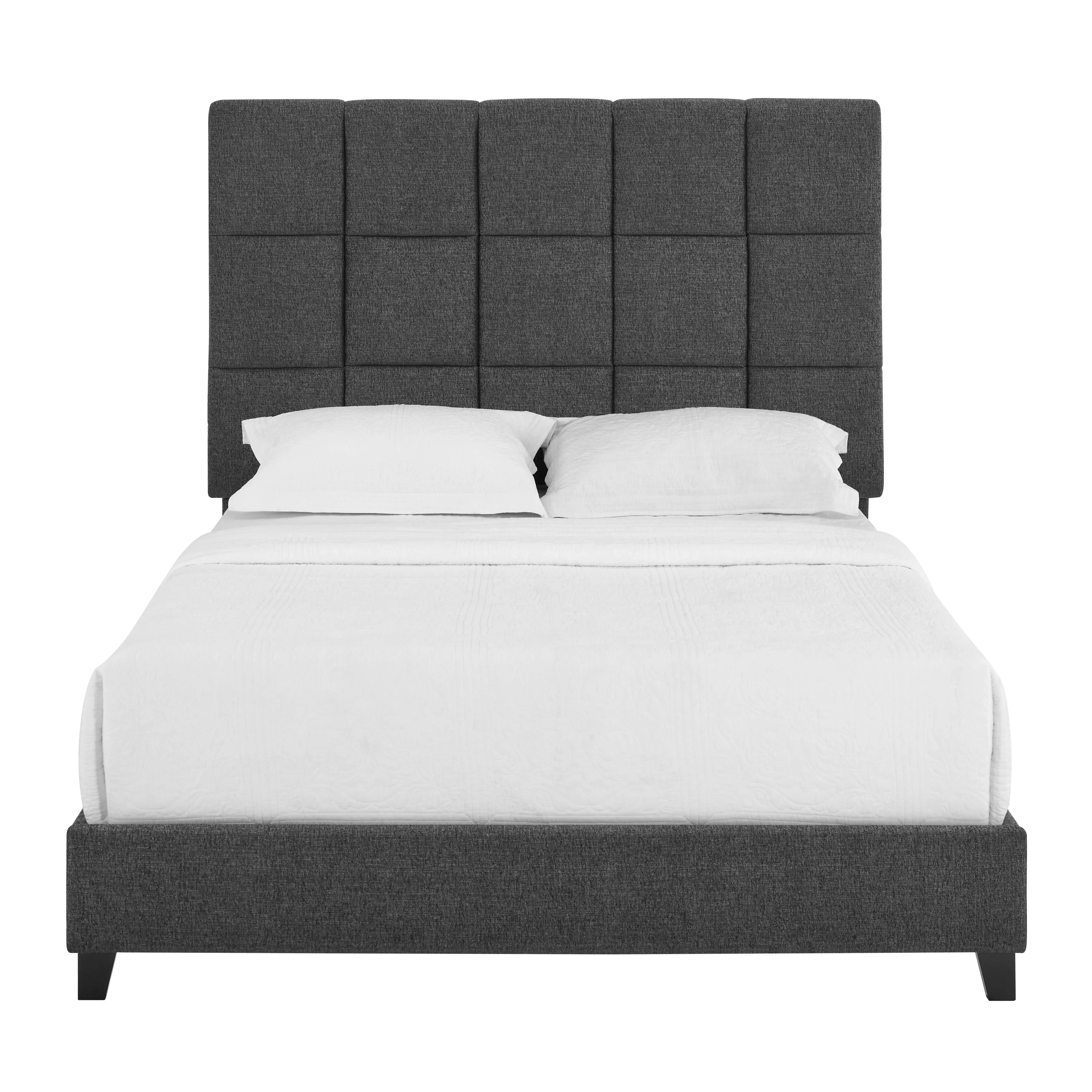 [Flash Sale]Bridgevine Home Queen Size Grey Squares Upholstered Platform Bed[US-Stock] image 2