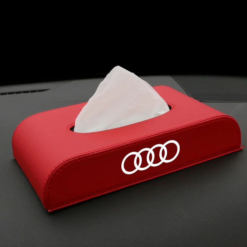 Image of Neue 3D-Leder-Taschentuchbox, Schubladen-Organizer für Küche und Schreibtisch, Servietten-Aufbewahrungsboxen für Audi Sline A1 A3 A4 A5 A6 A7 A8 Q2 Q3 Quattro Q5 Q7 Q8