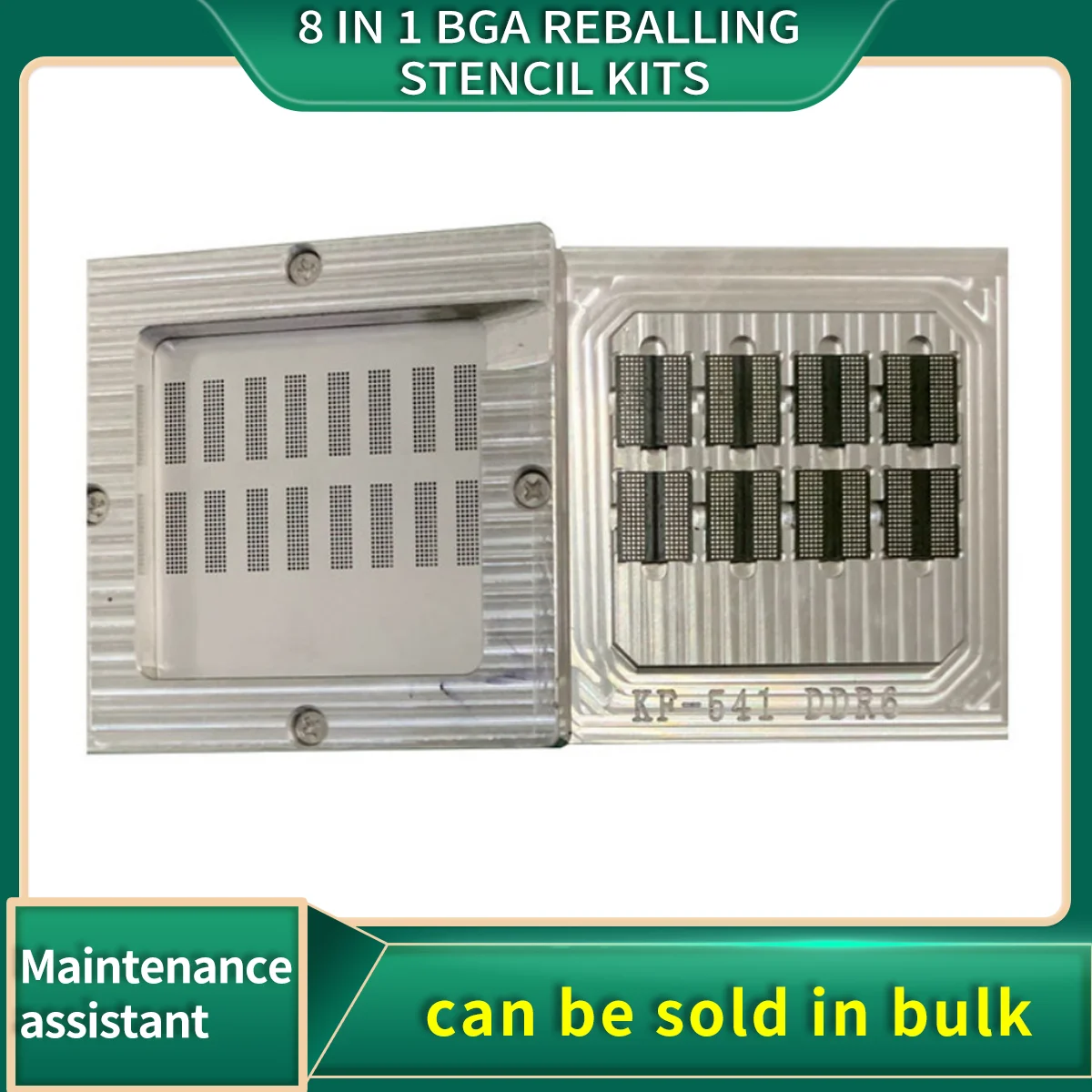 

8 in 1 BGA Reballing Stencil Kits for DDR5/DDR5X/DDR6 Tin Planting Platform BGA template Maintenance tools