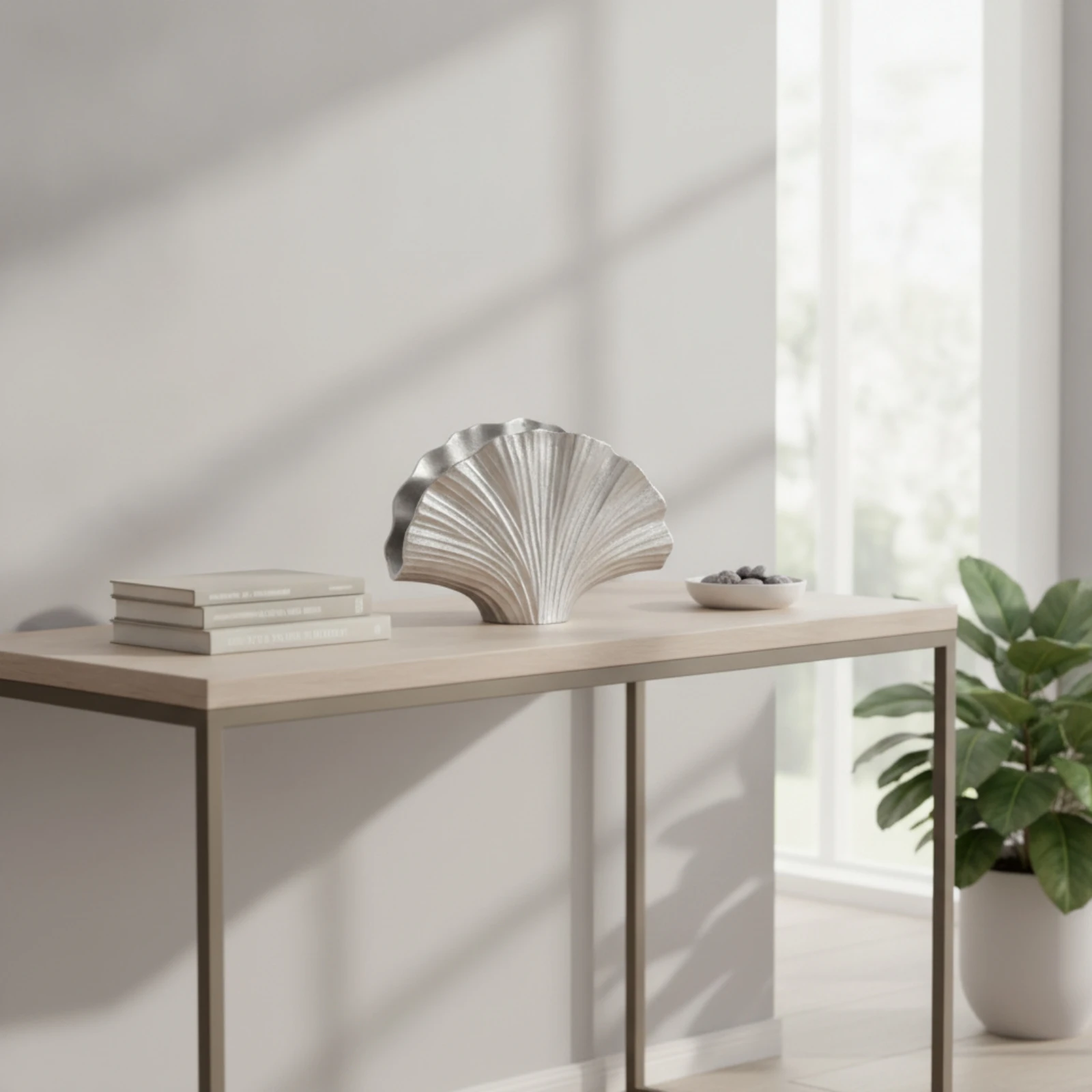 Ginkgo Leaf Vase Modern Aluminum Vase Sophisticated Timeless for Decorators, Tabletop, Living Room