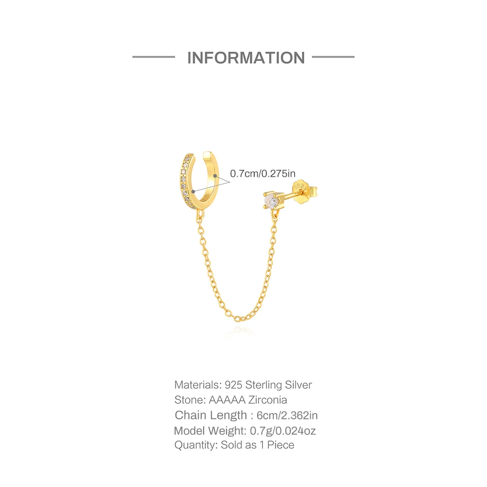 Aide 925 Sterling Silver 1pc Geometry Multi Piercing Stud Earrings For Women K Gold Simple Elegant Tassel Jewelry Gift Pendiente