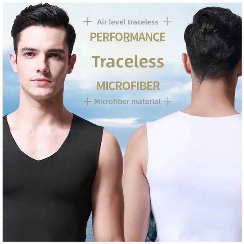 

New Home Loose Breathable Ice Silk Vest Men's Sl Sports Base irt V-Ne Svel T-irt Summer Thin Model
