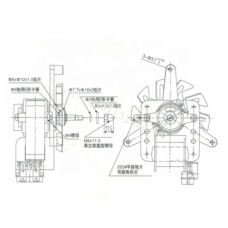 New high power YJF61/30 high temperature design 71w cover pole oven fan motor