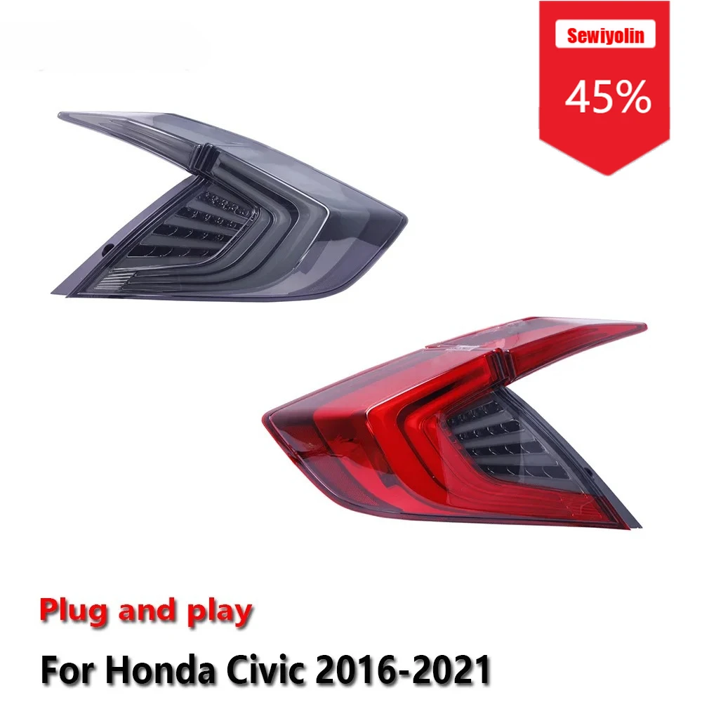 

Sewiyolin автомобильные светодиодные задние фонари в сборе для HONDA Civic 2016-2021 авто противотуманные DRL тормозные указатели поворота Plug and Play