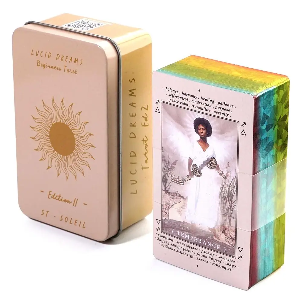 10.3*6cm Lucid Dreams Beginners Tarot In A Tin Metal Box Tarot Deck with PDF GuideBook Divination Cards