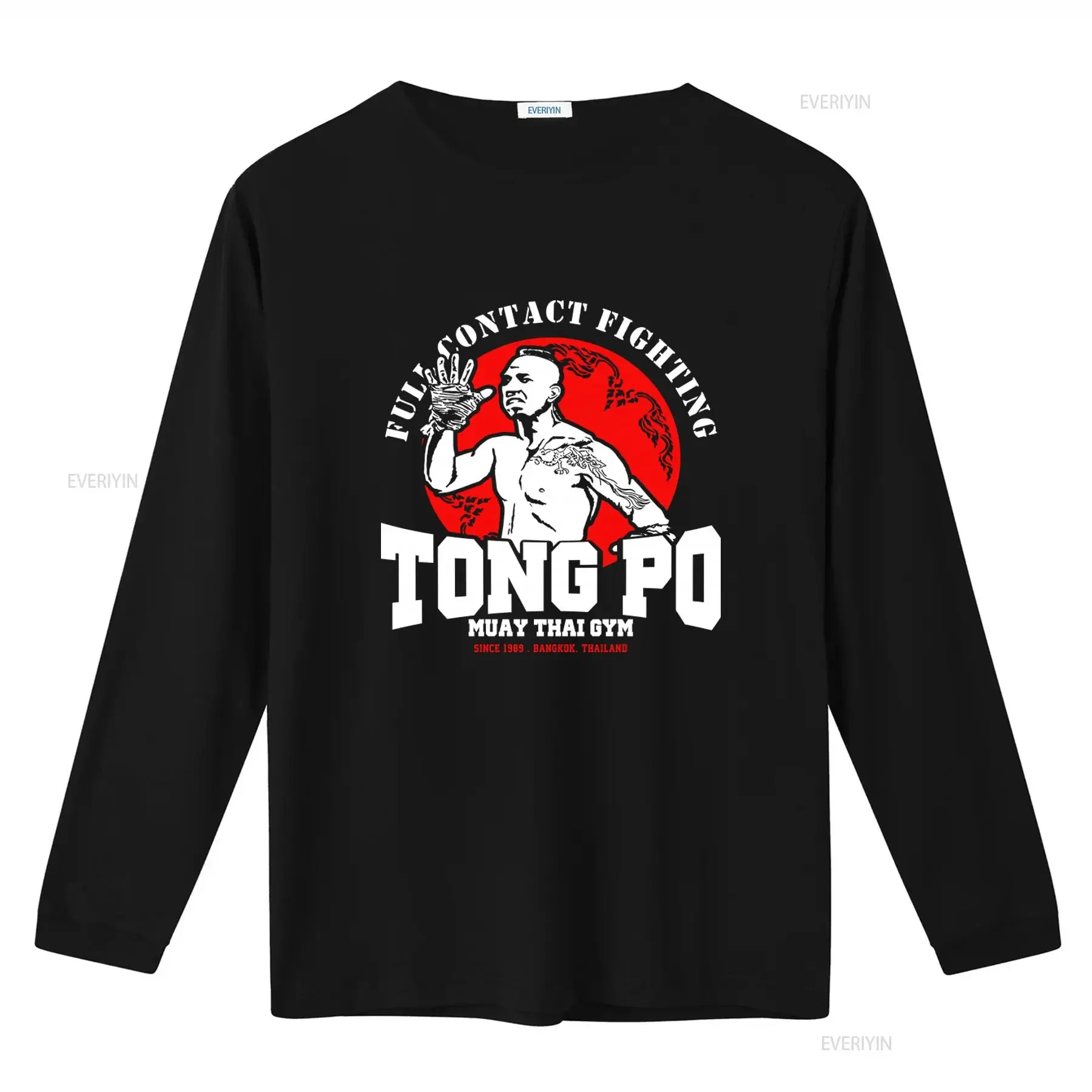 Tong Po Muay Thai Gym T Shirt Full Contact Fighting Design Bangkok Thailand Since 1989 vintage Washed homme Stylish Soft