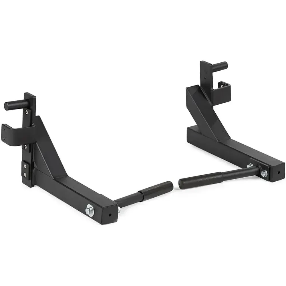 Dip Bars and J-Hook Attachment for Power Rack, 24 Handle Spread, 880 LB Capacity for Strength Training