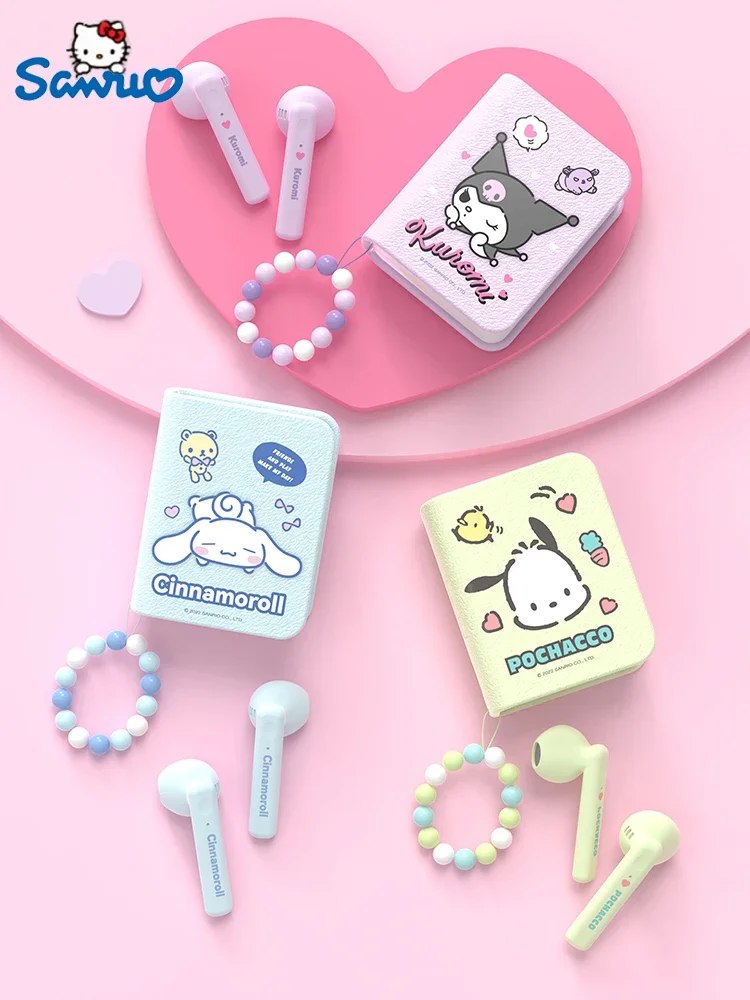 

Bluetooth-наушники Sanrio Kuromi Cinnamoroll, настоящая беспроводная гарнитура, Спортивная шумоподавление, сенсорное управление