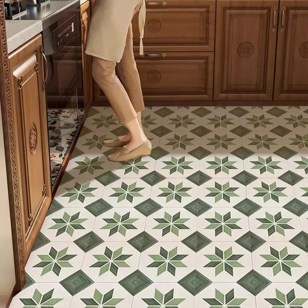 Retro Kitchen Rug Non-slip PVC Leather Washable Kitchen Floor Mat Oil-proof Waterproof Kitchen Carpet Home Decoration שטיח למטבח