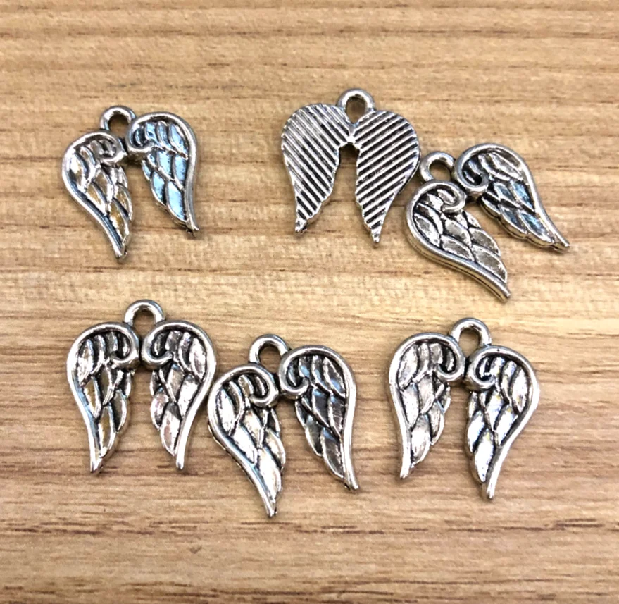 

25pcs 17*15mm Cute wings design pendants for jewelry handmade Zinc alloy metal HW3056