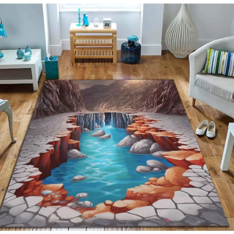 3D Rug Deep Hole Rug 3D Huge Crack Illusion Rug,Optical Illusion Rug 3D Design Rug, Glamorous Rug Deep Water Rug Home Decoration