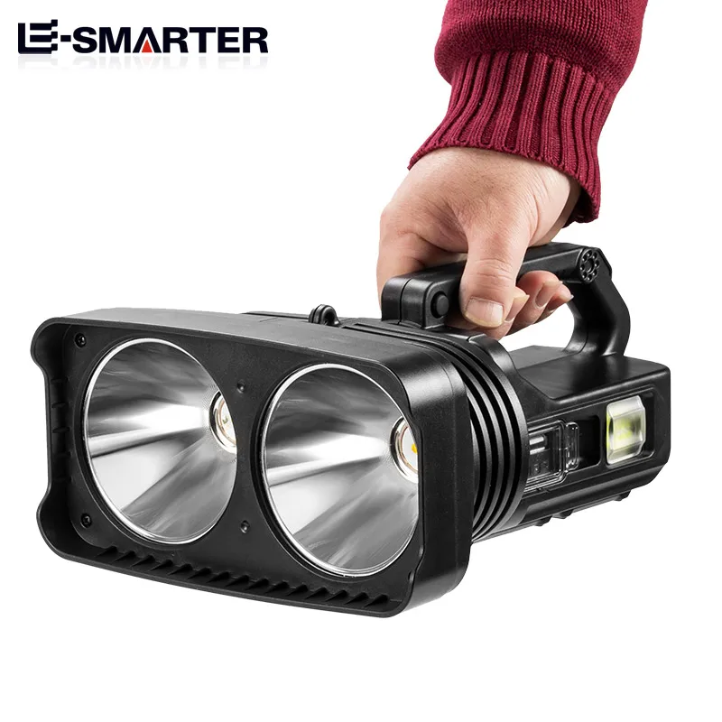 Powerful Dual LED Searchlight 2*XHP50 Waterproof Spotlight USB Rechargeable Super Bright Outdoor Flashlight With Side Light