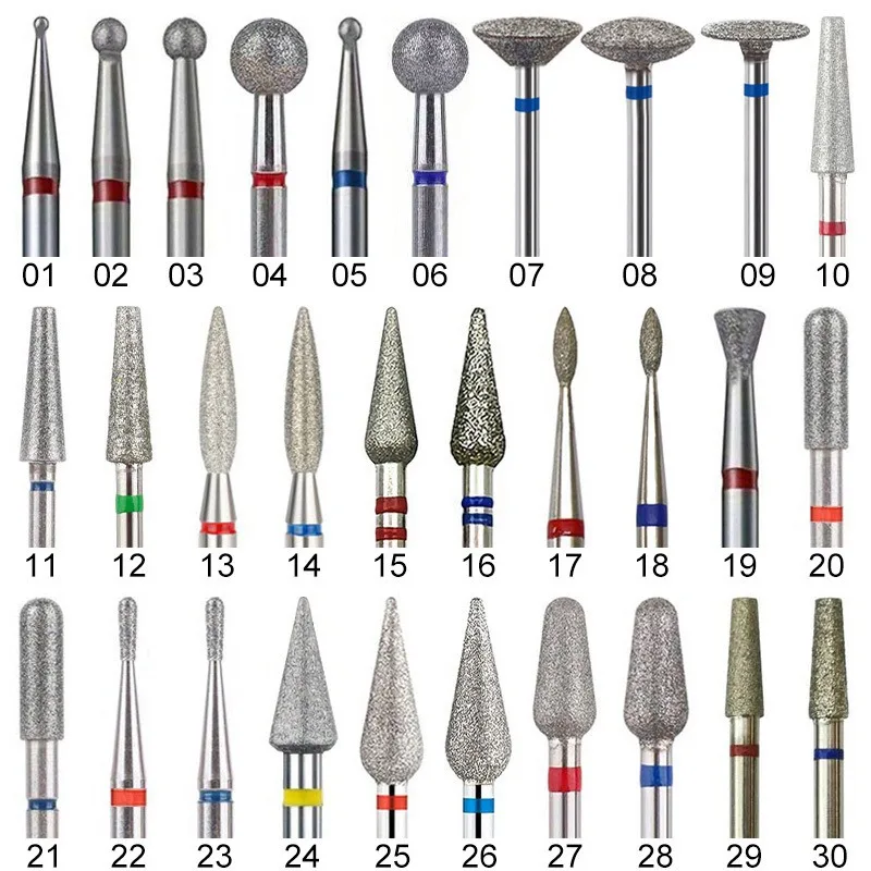 الماس قاطعة المطحنة مسمار لقمة ثقب مجموعة ل مانيكير ملحق باديكير آلة كهربائية مسمار بت فرشاة لدغ أداة