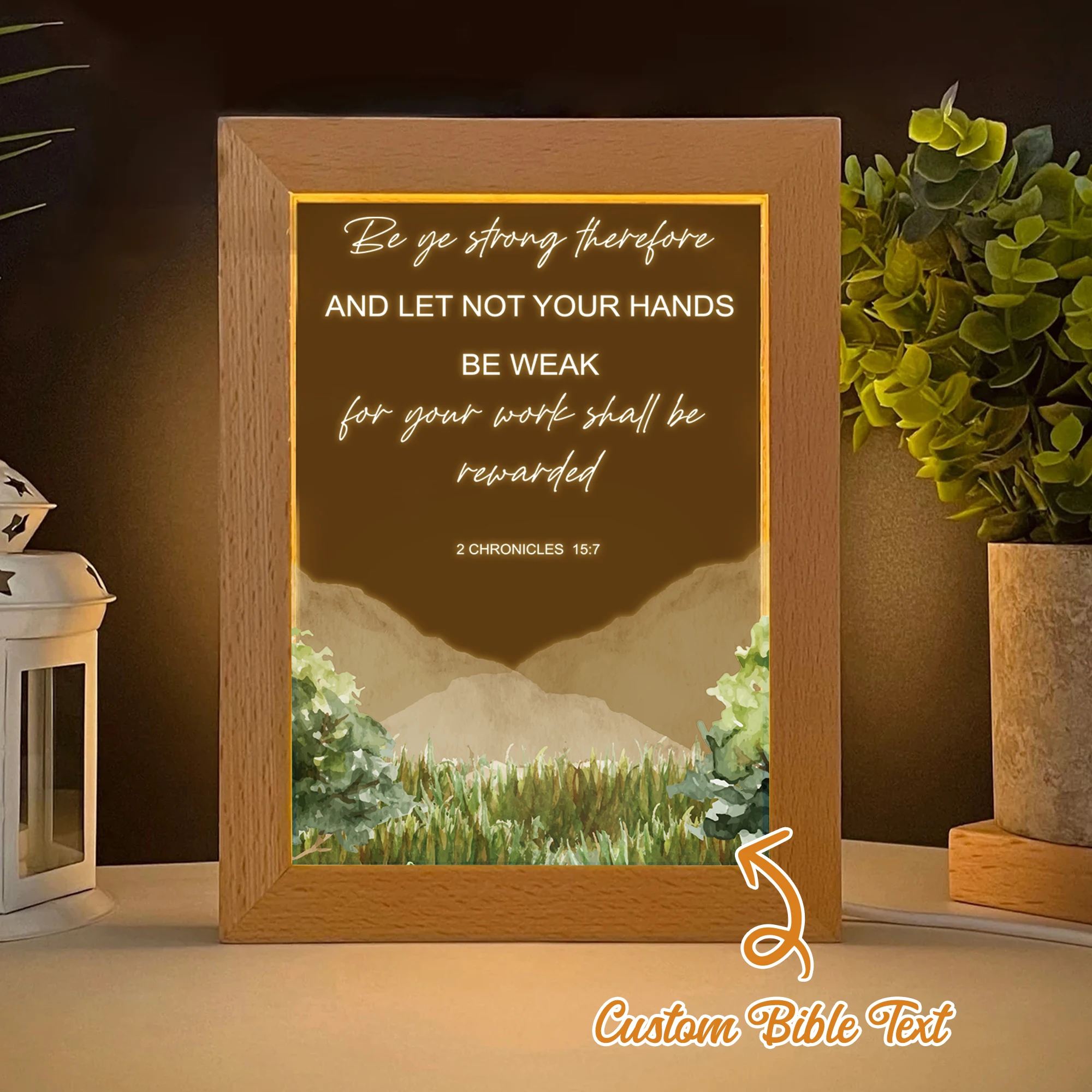 

Personalized Scripture Text LED Night View Photo Frame Custom Gift Family Living Room Bedroom Dining Room Home Decoration